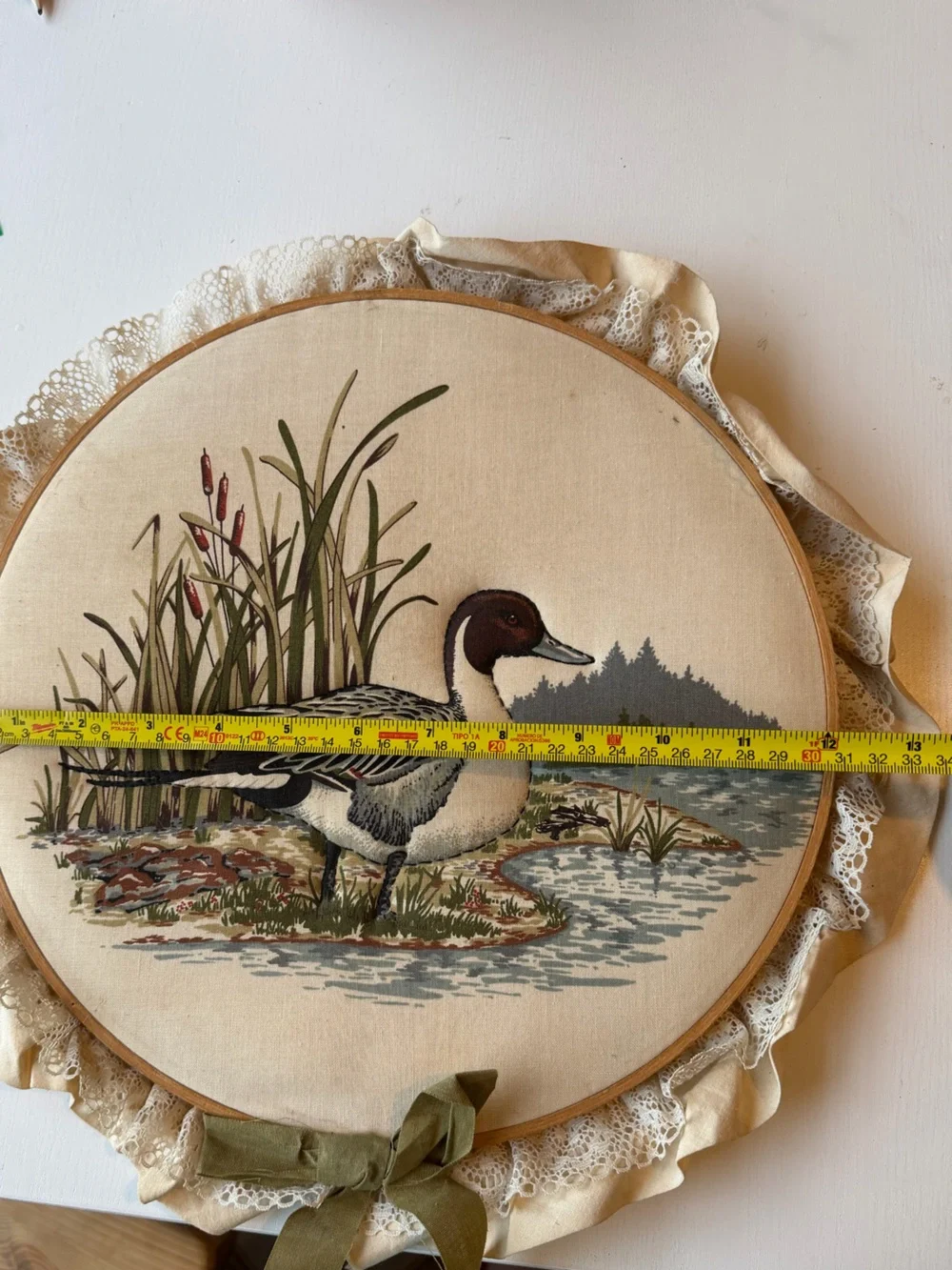 Vtg Cranston Duck Waterfowl Fabric Hoop Art 7